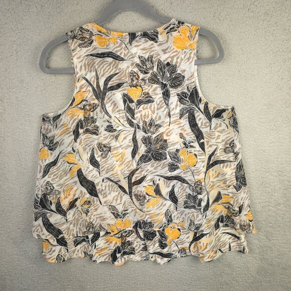 Attitudes by Renee Tank Top  Blouse Womens XL Yellow Brown V-Neck Lagenlook - Picture 13 of 15